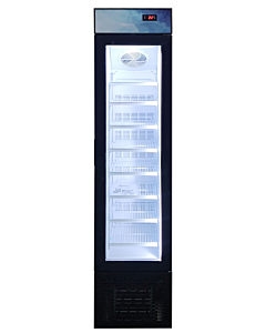 Zanduco 16.5" Single Glass Door Reach-In Merchandiser Freezer - 105L, Black - CA