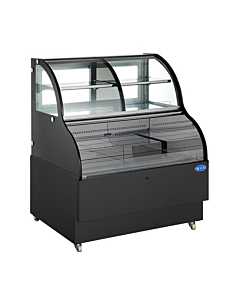Zanduco 48" Open Refrigerated Dual Service Floor Display Case with 468L Capacity - Black