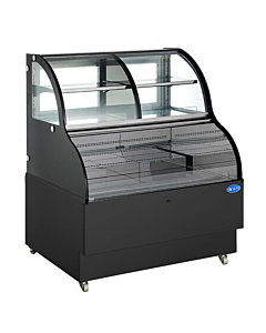 Zanduco 48" Open Refrigerated Dual Service Floor Display Case with 468L Capacity - Black - CA