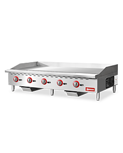 Omcan 60" Countertop Gas Griddle with 5 Burners Natural Gas with Propane Conversion Kit - 150,000 BTU