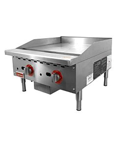 Omcan 24" Countertop Gas Griddle with 2 Burners Thermostat Control Natural Gas with Propane Conversion Kit - 56,000 BTU