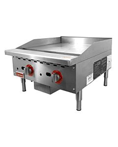 Omcan Countertop Gas Griddle with Thermostatic Control, Burners, and Natural Gas with Propane Conversion Kit - USA