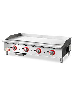 Omcan 48" Countertop Gas Griddle with 4 Burners Thermostat Control Natural Gas with Propane Conversion Kit - 112,000 BTU