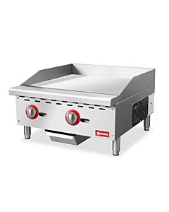 Omcan 24" Countertop Gas Griddle with 2 Burners Natural Gas with Propane Conversion Kit - 60,000 BTU