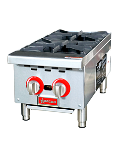 Omcan 12" Gas Hotplate with 2 Burners Natural Gas with Propane Conversion Kit - 50,000 BTU