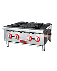 Omcan 24" Gas Hotplate with 4 Burners Natural Gas with Propane Conversion Kit - 100,000 BTU