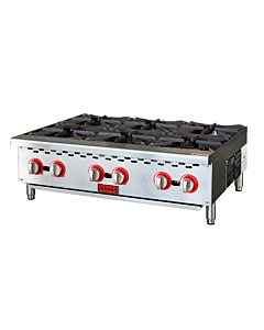 Omcan 36" Gas Hotplate with 6 Burners Natural Gas with Propane Conversion Kit - 150,000 BTU