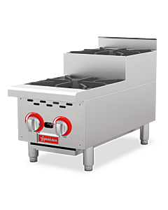 Omcan 12" Gas Hotplate Step Up with 2 Burners Natural Gas with Propane Conversion Kit - 52,000 BTU - USA