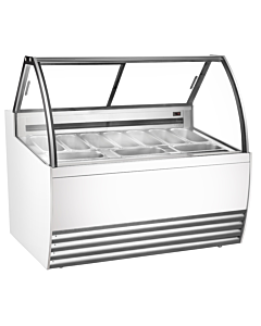 Zanduco 55" White Gelato Display Showcase with 10 Pans and Flat Sneeze Guard - 110-120 V, 1500 W - CA