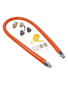 Omcan Mobile 3/4" Gas Connector Hose Kit 48" Length with 2 Elbows, Full Port Valve and Quick Disconnect - CA