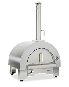 Omcan 33" Stainless Steel Countertop Wood Burning and Propane Gas Pizza Oven - 35,000 BTU