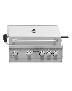 Omcan 30" Propane Gas 5 Burner BBQ Grill with Rotisserie Kit, Warming Rack, & LED Light - 58,000 BTU
