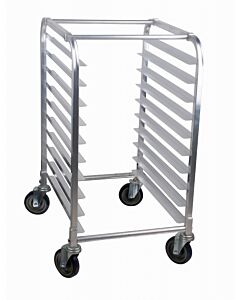 Omcan 10 Slides Mobile Steam Table Pan Rack with 3" Spacing & Curved Top - Aluminum - CA