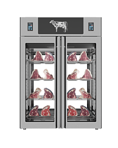 Stagionello® Dry Age 3.0 TWIN 1400 Liter, 150 Kg + 150 Kg Dry Aging Cabinet with Humidity Management, 4-Glass View – 220-240V, 1Ph, 548W