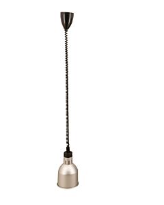 Omcan Heat Lamp Ceiling Mount 30" - 80" Retractable Cord Silver Dome Shade 250W - 120V/60/1