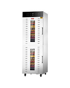 Omcan 32-Tray 2-Door Stainless Steel Food Dehydrator with Digital Control and LED Light - 220V, 3000W