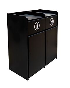 Omcan Double Trash Receptacle with Two 36-Gallon Bins - Black