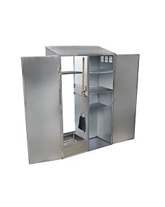 Zanduco 2-Door Janitor Cabinet with Left Mop Sink, Service Faucet, and Hose