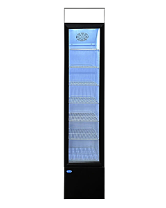 Zanduco 14" Slim Glass Door Display Black Refrigerator with Lightbox and 105L Capacity - 110V, 140W