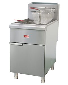 Omcan Single Tank Tube-Fired Natural Gas Floor Fryer with 75-80 lb. Oil Capacity - 150,000 BTU - USA