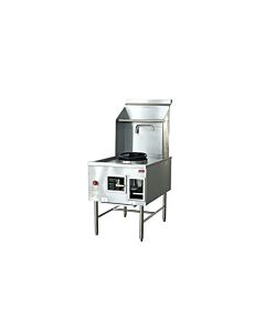 Omcan Single Chamber Natural Gas Wok Range with 13" Ring, Backsplash, and Faucet - 95,000 BTU