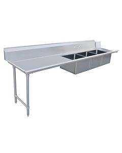 Zanduco 30" x 96" Left Side Soiled Dish Table with Three Sinks - USA