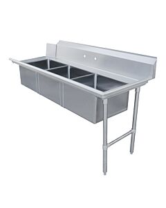 Zanduco 30" x 72" Right Side Soiled Dish Table with Three Sinks - USA