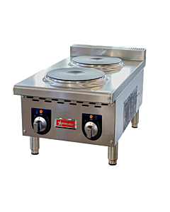 Omcan Countertop Electric Hot Plates with 2 Burners - 4000W, 208V, 16.7A