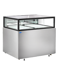 Zanduco 48" Flat Top Stainless Steel Refrigerated Display Case with 373L Capacity - 110V, 380W