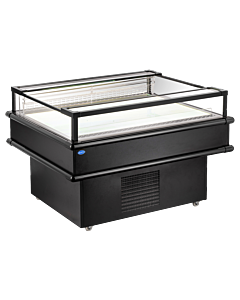 Zanduco 50" Black Refrigerated Island Top-Open Display Case with 161L Capacity - 110V, 350W