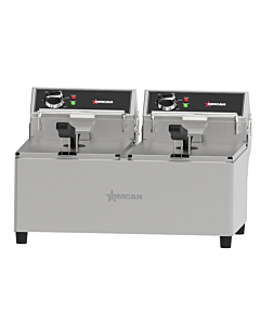 Omcan Elite Series 2" x 20lb. Capacity Electric Countertop 23.6" Double Basket Deep Fryer