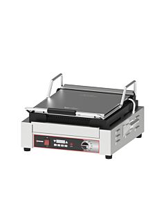 Omcan 14" x 14" Single Extra Large Panini Grill with Ribbed Plates - 120V, 1800W