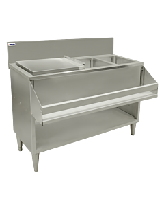 Omcan 60" Cocktail Mix Unit with 7" Backsplash, 20" x 12" x 10" Ice Bin with Sliding Cover, and Two 10" x 12" x 10" Sinks