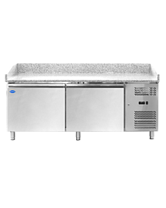 Zanduco 80" Granite Top Refrigerated Pizza Prep Table With 2 Doors - 115V