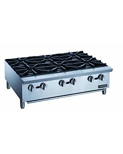 Dukers DCHPB36 36" Commercial Gas Countertop Hot Plate - 6 Burners, 192,000 BTU - USA