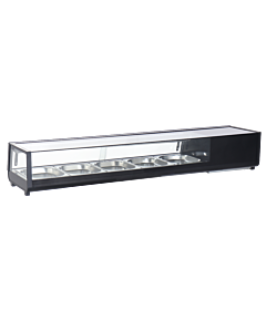 Omcan 71" Refrigerated Rectangular Sushi Showcase 132 L/4.7 Cu Ft Black 110V/60/1