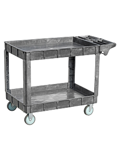 Omcan Heavy-Duty Gray Utility Cart with Extended Handle 47" x 23.6" x 33.5" - 250 kg Capacity - USA