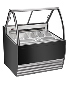 Zanduco 41" Black Gelato Display Showcase with 7 Pans and Flat Sneeze Guard - 110-120 V, 1300 W - CA