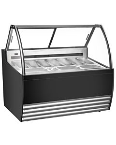 Zanduco 55" Black Gelato Display Showcase with 10 Pans and Flat Sneeze Guard - 110-120 V, 1500 W - CA