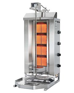 Potis MU-GD4 Natural Gas Gyros Grill Doner Kebab Machine / Vertical Broiler Machine with 4 Burners and 154 lb. Capacity - 38,000 BTU