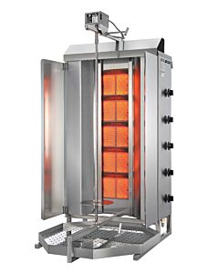 Potis MU-GD5 Natural Gas Gyros Grill Doner Kebab Machine / Vertical Broiler Machine with 5 Burners and 264 lb. Capacity - 47,500 BTU