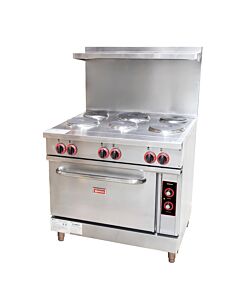 Omcan 36" Commercial Electric Range with 6 Burner and Standard Oven - 208V, 18kW, 3Ph