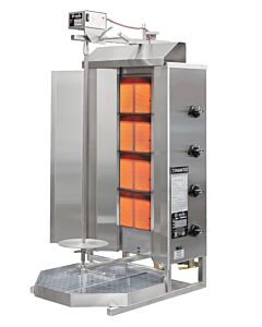 Potis MU-GD4 Natural Gas Gyros Grill Doner Kebab Machine / Vertical Broiler Machine with 4 Burners and 154 lb. Capacity - 38,000 BTU - CA