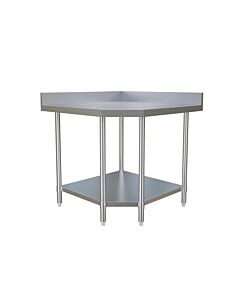 Omcan 24" Corner Worktable with 4" Backsplash & Undershelf - USA