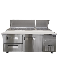 Omcan 71" Refrigerated Pizza Prep Table with Drawers and 623L Capacity - 110-120V, 1/4 HP