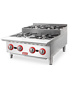 Omcan 24" Gas Hotplate Step Up with 4 Burners Natural Gas with Propane Conversion Kit - 104,000 BTU - CA