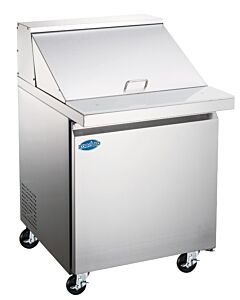 Zanduco 28" Mega Refrigerated Prep Table with 1 Door and 7 cu.ft. Capacity - 115V, 1/5HP