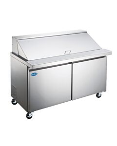 Zanduco 47" Mega Refrigerated Prep Table with 2 Doors and 9.5 cu.ft. Capacity - 115V, 1/4HP