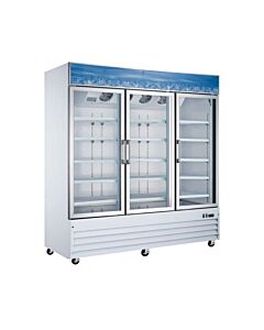 Zanduco 78" 3-Door Swing Glass Cooler - White 53 cu. ft.
