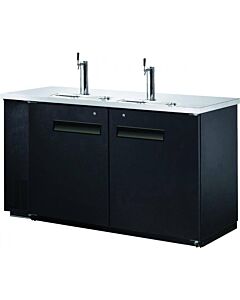Zanduco 61" Two Door Kegerator Bar Cooler with Two Beer Dispensers Taps - 2 Kegs 15.8 cft.